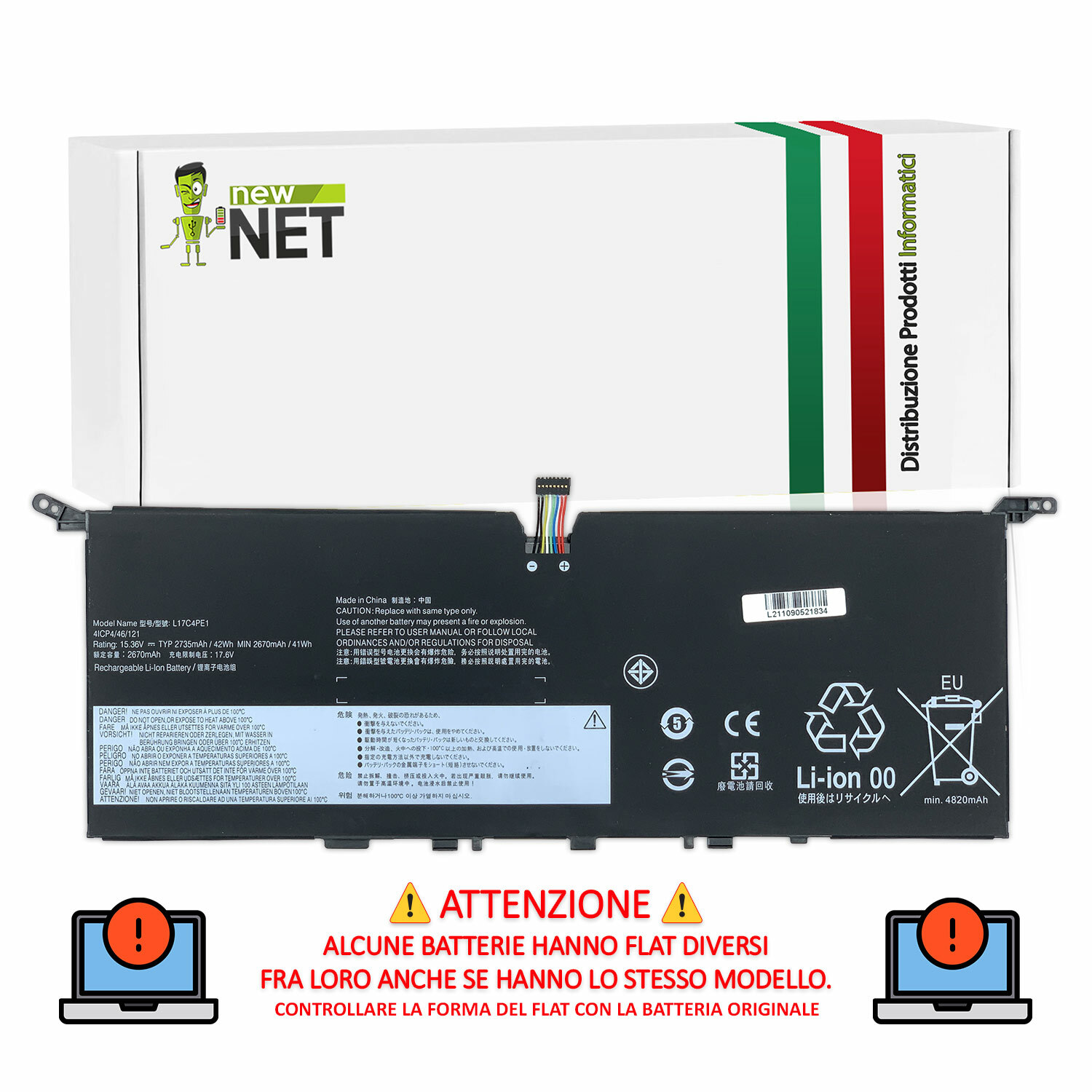 Batteria compatibile con Lenovo Yoga S730-13IWL(81J0002QGE) 2735mAh