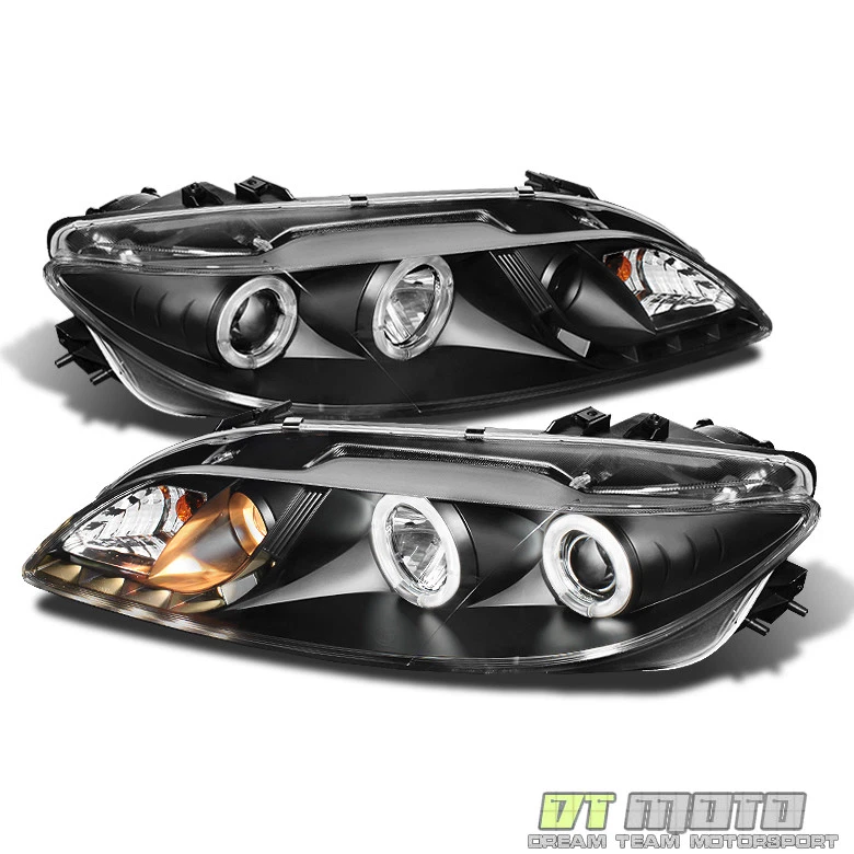 Black 2003-2006 Mazda 6 Mazda6 LED Halo DRL Projector Headlights Headlamps Pair - Изображение 2 из 4