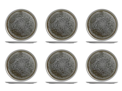 Lot De 6 Assiettes Rectangulaires Noires H&H Osaka - Pierre (stoneware) 25x15 Cm - Lave-vaisselle Et Micro-ondes