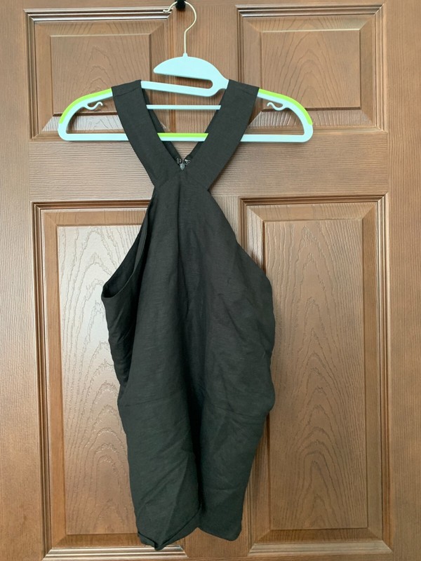 Ann Taylor Factory Sleeveless Tank Halter V Neck Zipper Back sz 12 Black