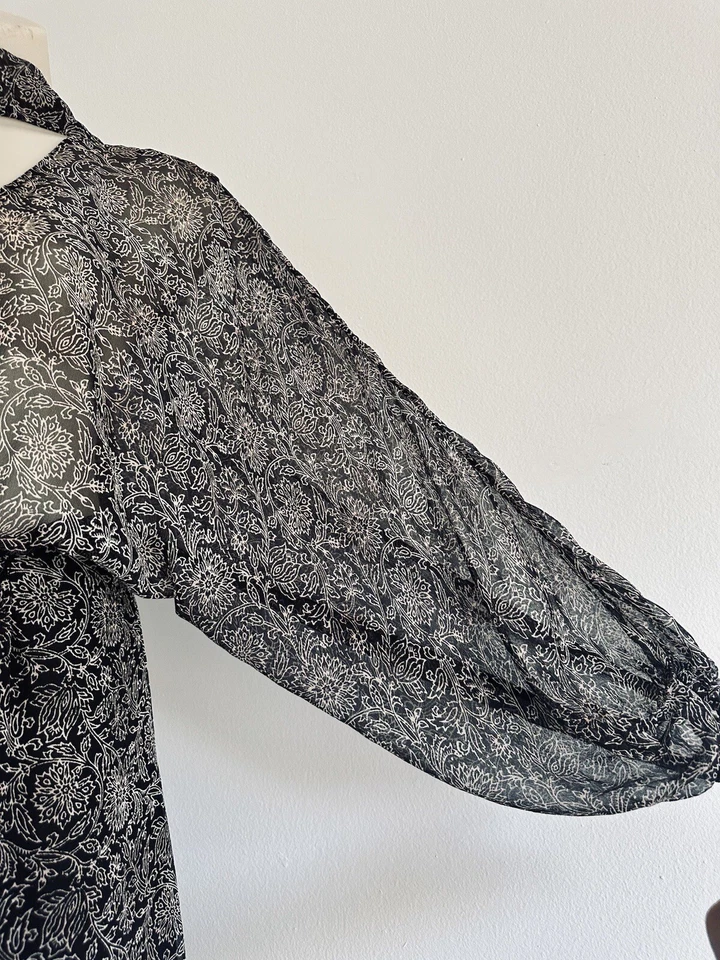 Zimmermann Anthrazit Blumen Seide Strampler Overall Weites Bein Transparent B... - Bild 4 von 4