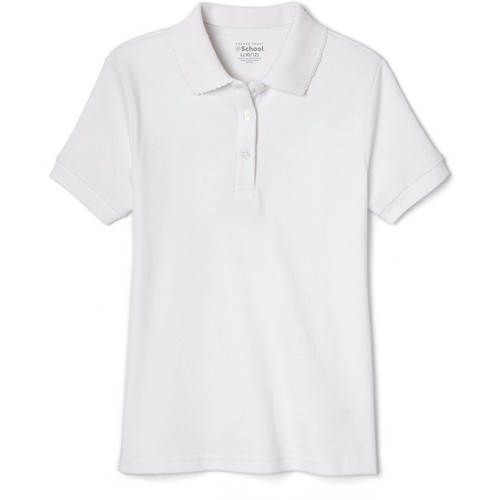 2-PACK - Girls' School Uniform Short Sleeve Polo Shirt - WHITE - Picture 9 of 10