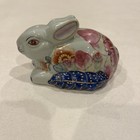 Vintage Chinese Tobacco Leaf Floral Multicolor Porcelain Bunny