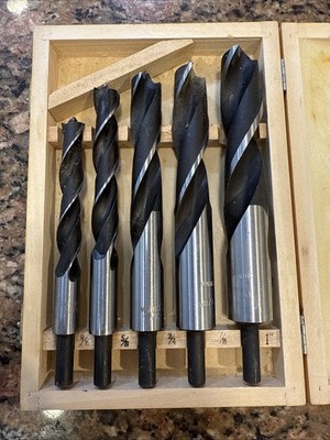 5pc Drill Bit Set Wood Drill Bits Woodworking with Wooden Case