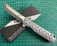 TWOSUN KNIVES CARVED TITANIUM HANDLE YJ01-V1 TANTO EDGE TS20-YJ01-Crater