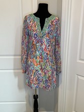 Lilly Pulitzer Women's Long Sleeve Saemus Silk Beaded Dress - Size 10 MSRP 298