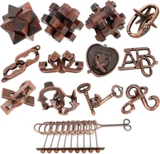 13 Pcs Brain Teaser Puzzles for Adults - Metal Puzzles 3D Puzzle Game Toys for A