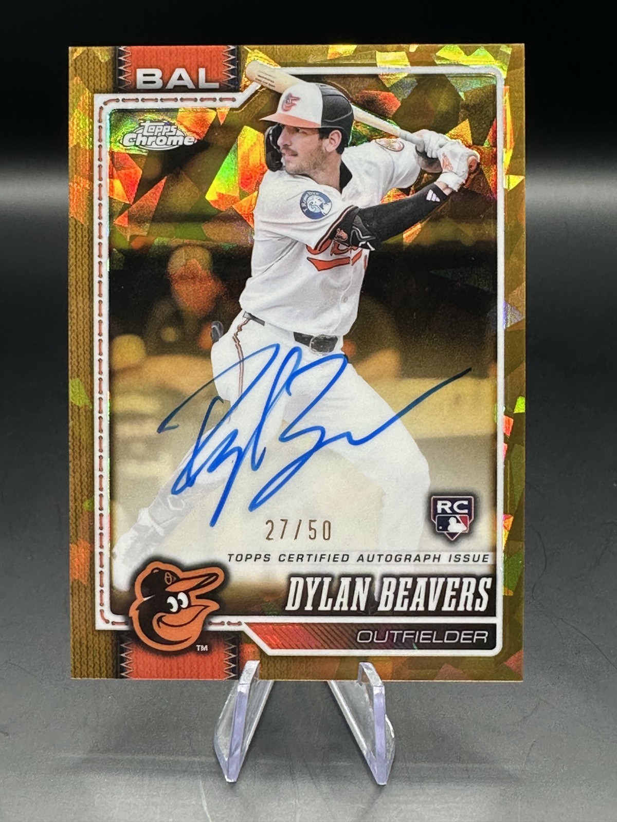 2026 Topps Chrome Sapphire Dylan Beavers Orioles Gold Rookie Auto /50