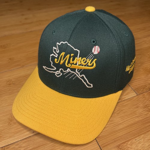Alaska Miners Flex Stretch Fitted 7 3/8 - 8 Hat L/XL MiLB Baseball League Green