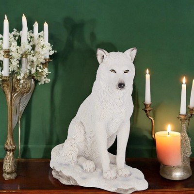 Weißer Wolf Statue Skulptur Sammlerstück Wölfe Figuren Ornament Geschenk