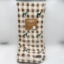 EDDIE BAUER Home Plush Throw Blanket Buffalo Check Dog Print Ultra Soft