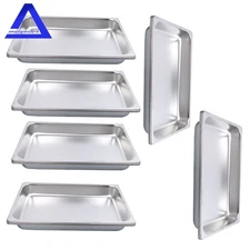Steam Table Hotel Pans 1/1 Full Size 2.5" Deep 6Pcs Stainless Steel Metal Tray