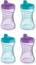 NUK Fun Grips Hard Spout Sippy Cup 10 oz. Easy 10 oz, 4 pack, Blue/Purple