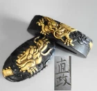 fuchi kashira Maomasa 直政 sign dragon cloud unryu samurai Sword fitting tsuba
