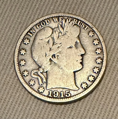 1915-S Barber Half Dollar 50c Coin ~ 90% Silver Coin (A104)