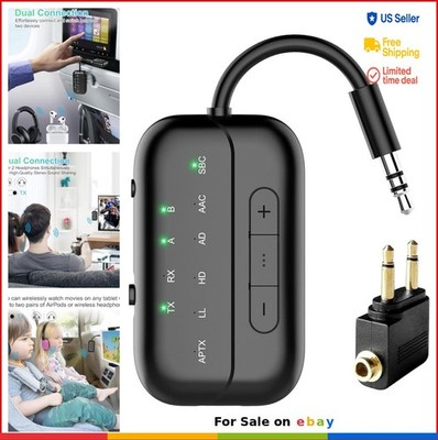 Bluetooth Transmitter Receiver 2-in-1 Qualcomm Chipset Low Latency Airplane