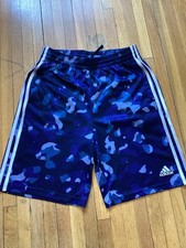 SPORTY Adidas Boys 18/20 Blue/White Camouflage Athletic Shorts,3 Stripes,MINT