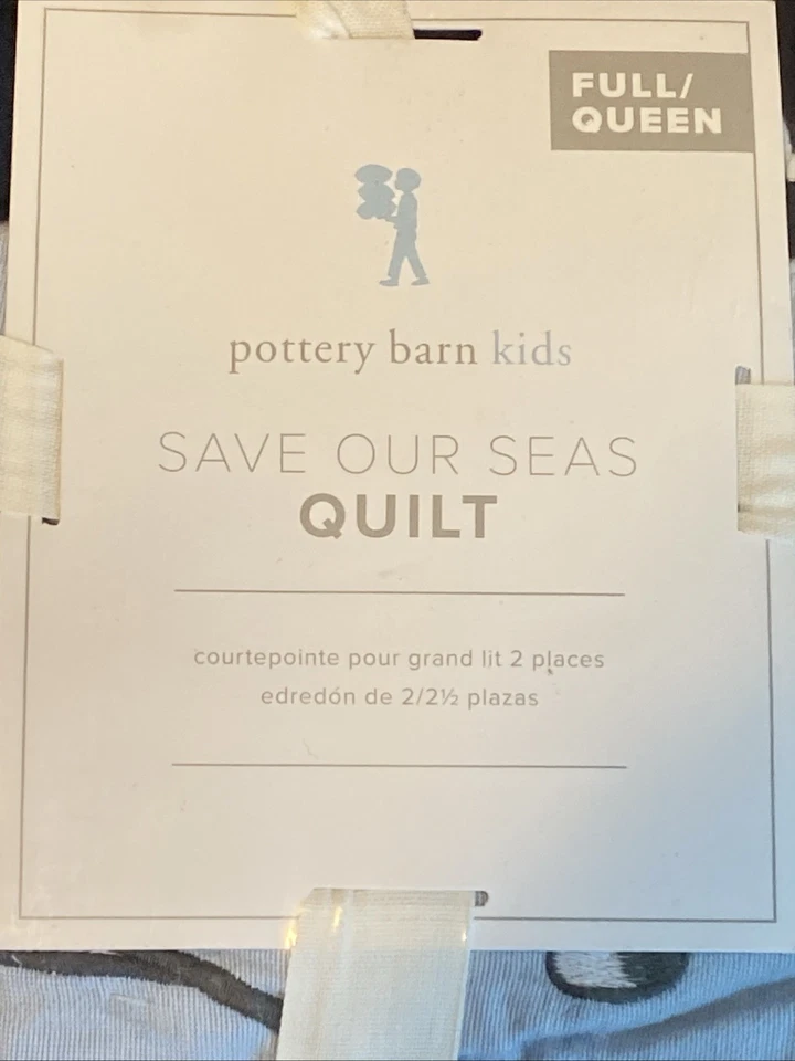 Pottery Barn Kids SAVE OUR SEAS Full/Queen Quilt & 1 Std Sham, NWT - Image 2 of 4