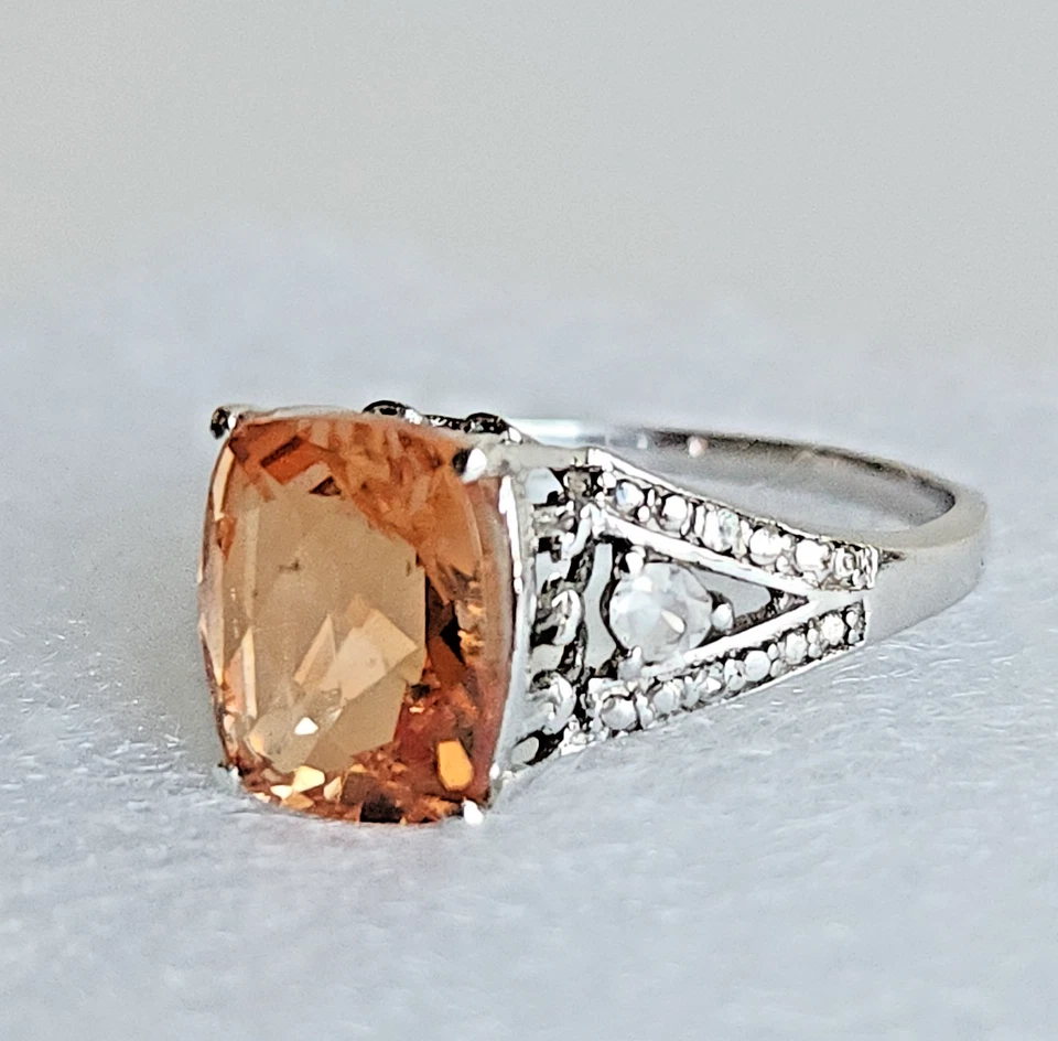 Кольцо STS Chuck Clemency из чистого серебра с морганитом и бриллиантом 0,06 карата размер 9 - Изображение 2 из 4