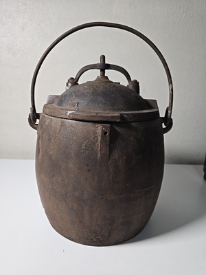 #ad #ad Antique Call X Cast Iron Pressure Cooker Samp;P Philadelphia Damaged Enamel $249.99