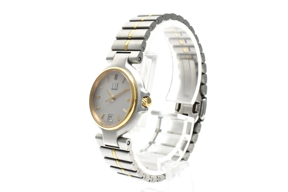 [Exc+5] Reloj Dunhill Millennium 28 mm esfera plateada oro cuarzo fecha para mujer Foto 4 de 4