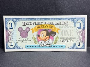 Disney Dollar $1 Series 1993 #A00965432A Mickey Mouse 65th Anniversary - Crisp