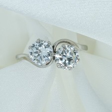 Antique Platinum Old Cut Diamond Toi et Moi Ring – 1.60ct – VS1 G – Size K