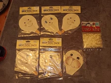 MOP DOLL FACES Lot Of 6 Pre-sewn  Silk-Screen Plus One And Only Curly Hair 