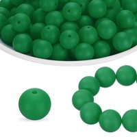 100 StüCk Silikonperlen 15Mm Silikonperlen GroßPackung Runde WeihnachtsgrüN