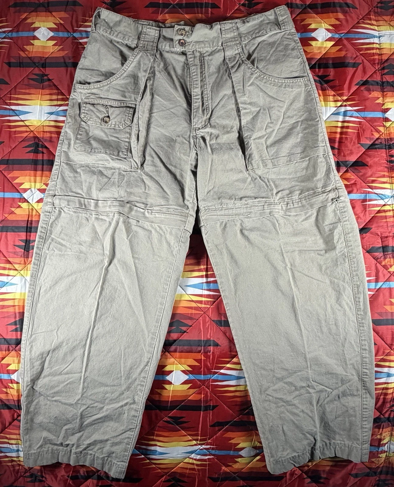 Cabelas Cargo Pants Mens 36x27 Beige Convertible Outdoor Hiking Camping Gorpcore