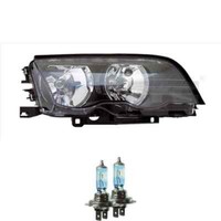 Scheinwerfer Links Schwarz H7/H7 FüR BMW 3Er Touring E46 Inkl. Osram Lampen