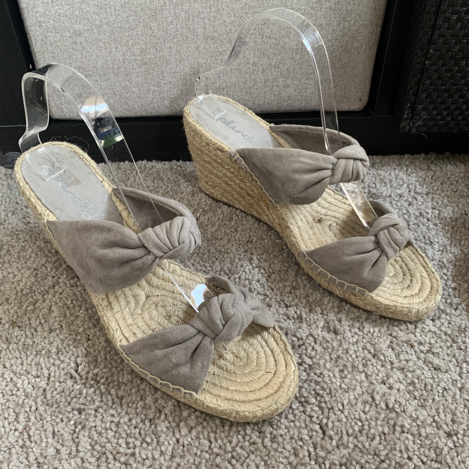 APL Splendida cravatta con zeppa grigia in pelle espadrillas taglia 9 5