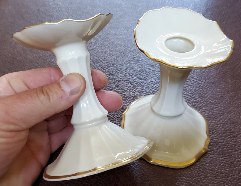 LENOX Vintage Symphony Gold Trimmed Candle Stick Holders