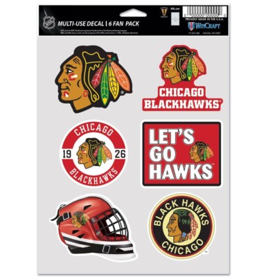 Chicago Blackhawks Multi-Use 6 Fan Pack NHL Decal Stickers 