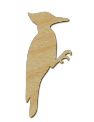 Woodpecker Shape Unfinished Wood Bird Cut Out Variety of Sizes Made In