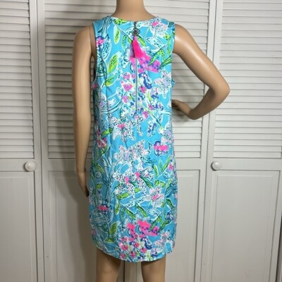 Lilly Pulitzer Kelby Stretch Shift Dress In Bali Blue Sway This Way Size 6  | eBay