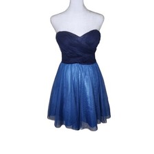 Vintage Y2K Strapless Cocktail Mini Dress Juniors Size 3 Blue Sweetheart