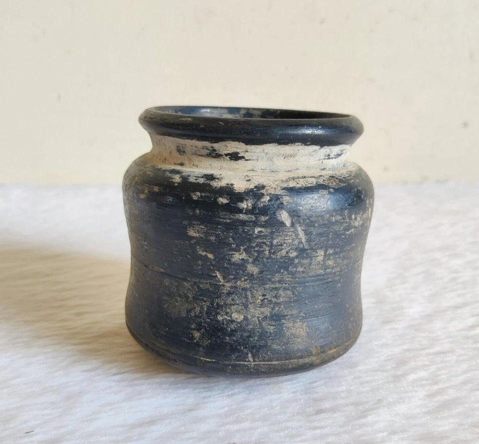 Olla de agua vintage artesanal de terracota negra antigua decorativa coleccionable TC238 Foto 2 de 4