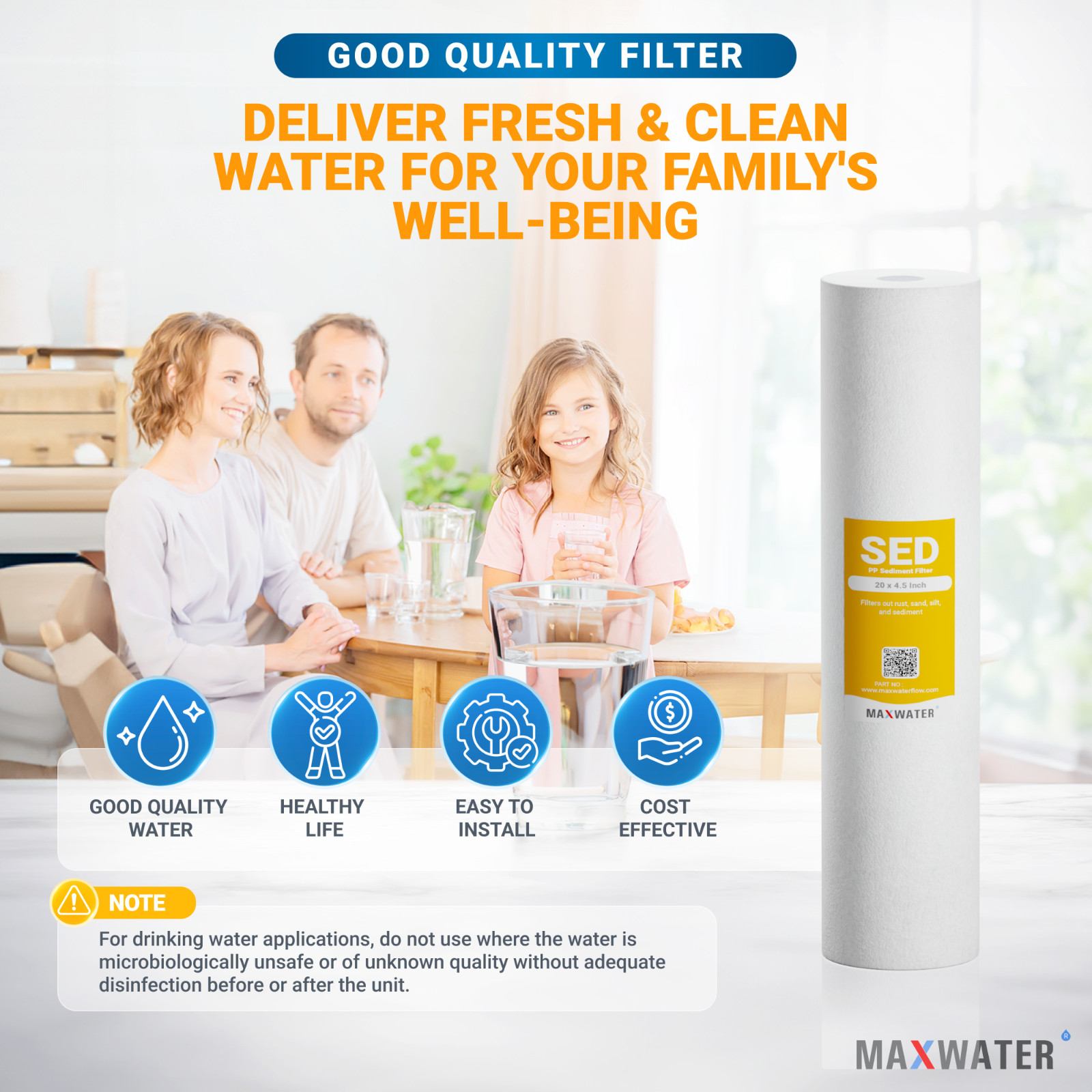 (4) 20"x4.5" Big Blue Whole House Water Filter Sediment 5 Micron Water Filter