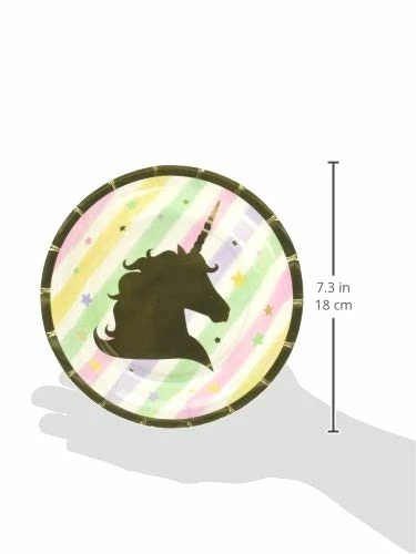 Creative Converting Unicorn Sparkle Paper Dessert Plates Party Supplies, Multico - Image 2 of 2