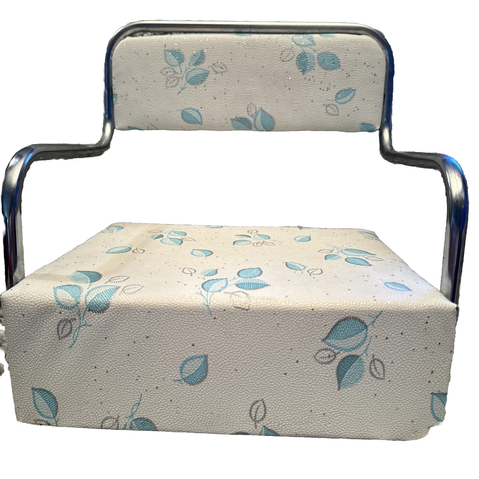 Vintage Leaf Design Vinyl High Chair Toddler Baby Booster Seat Metal arms/frame