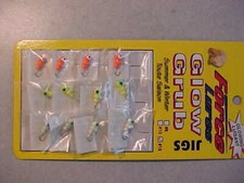 12 NEW glow grubs JIGS fishing SIZE 12  ICE ASSORTED COLORS for rod reel line HT