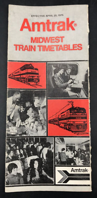 Vintage 1976 Amtrak Midwest Train Timetables April 25 w/ Map