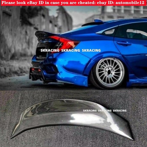 For 16-21 Honda Civic Carbon Fiber HighKick Big Duckbill Rear Trunk Wing Spoiler - Picture 2 of 7