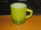 Vintage Anchor Hocking Fire King avocado green coffee mug cup stackable D handle