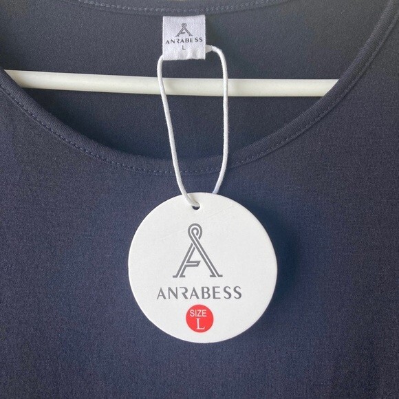 ANRABESS Peasant Tiered Dress Navy Large Modest