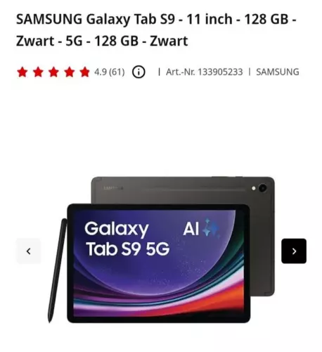 samsung tab s9 5G en wifi 128gb graphite SM-X716b