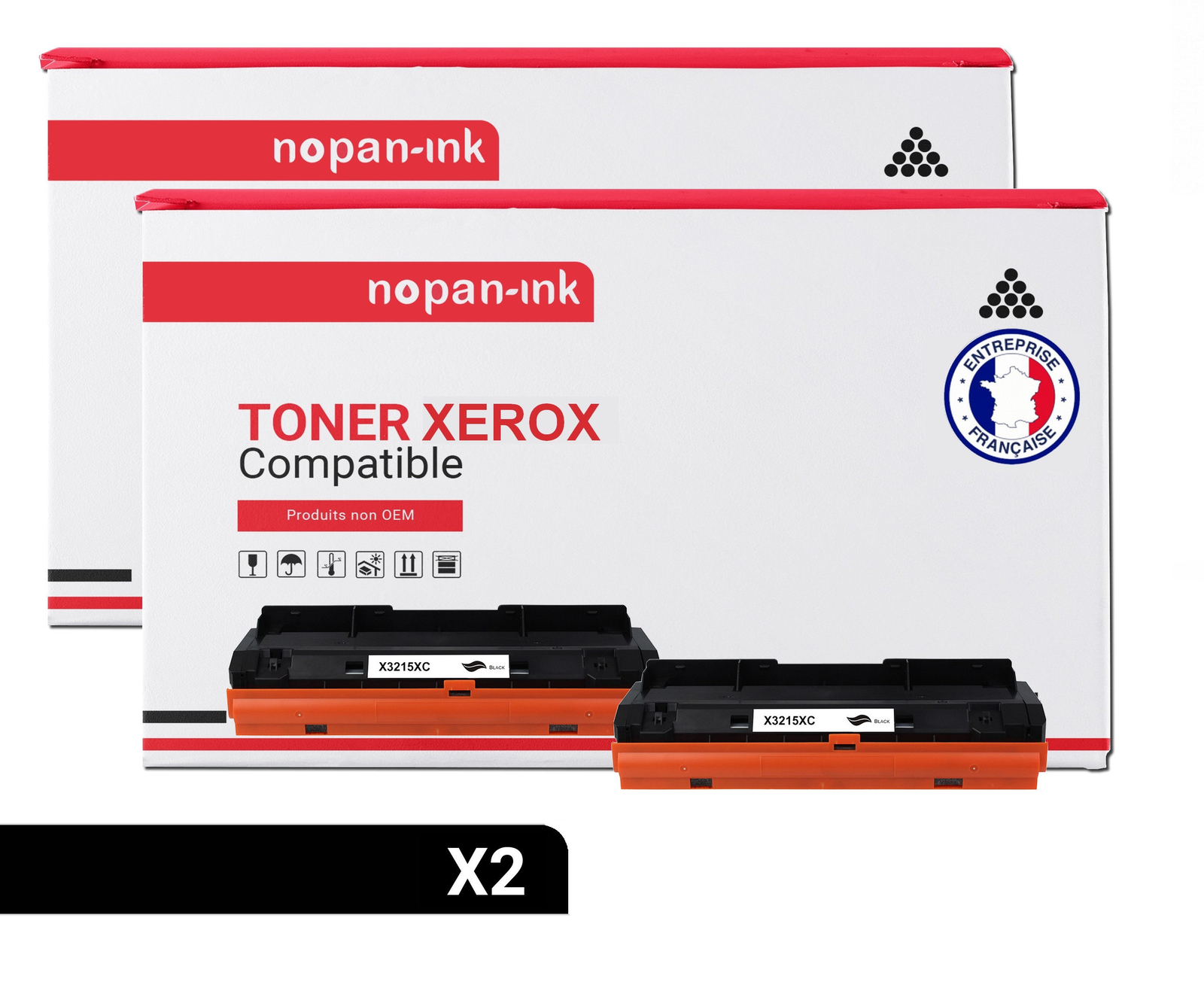 Pack 2 Toners Noirs Compatibles Xerox 106R02777 Nopan-Ink pour Imprimante Laser