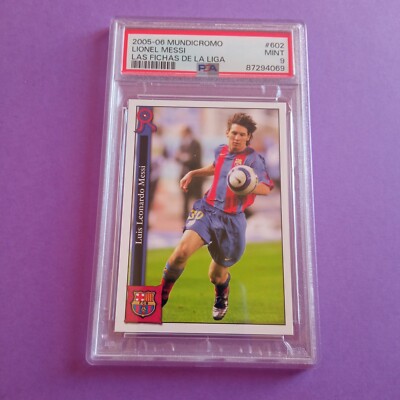 Carte Collection Messi FC Barcelone 2006-07 - Mundicromo Las Fichas - Feuille Argent - Rookie - Notée PSA 7