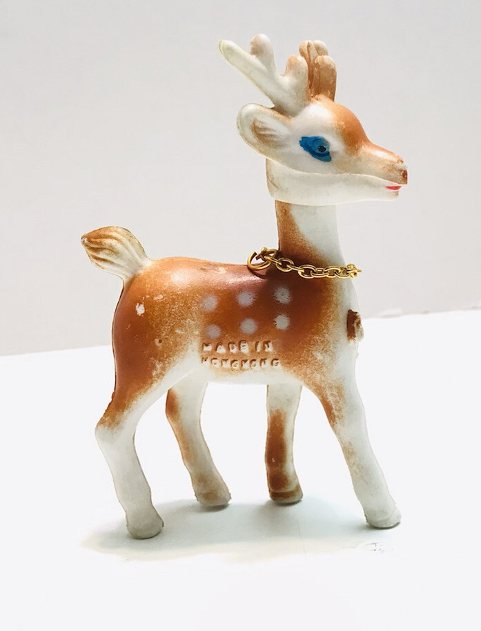 Vintage Hard Plastic Reindeer Ornament Made In Hong Kong eBay